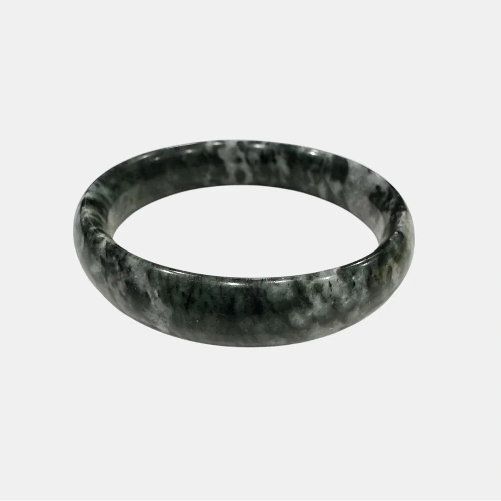 Moss Agate Stone Bangle Bracelet Polished Green Bracelet Natural Gemstone